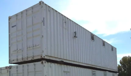 40 ft Container Shop – Climate Controlled Office + Inventory Storage Racking